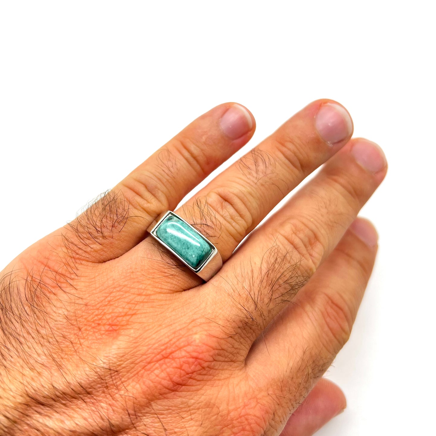 Anillo mini Mattonella azul y dorado con estampado