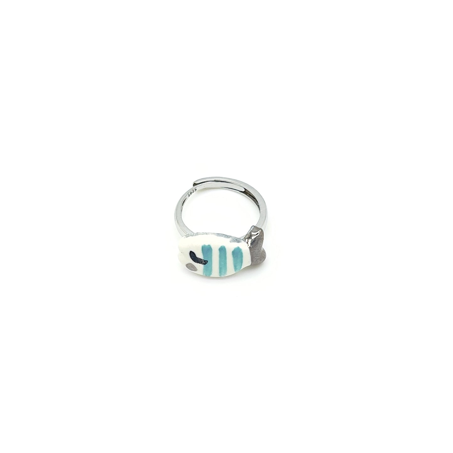 Little fish ring in aquamarine and gold