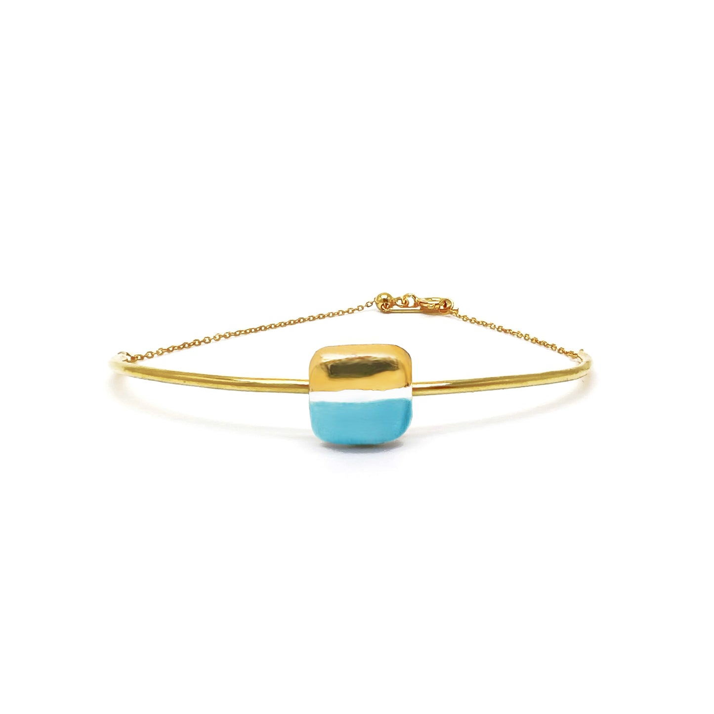 Pulsera Tile aguamarina y oro