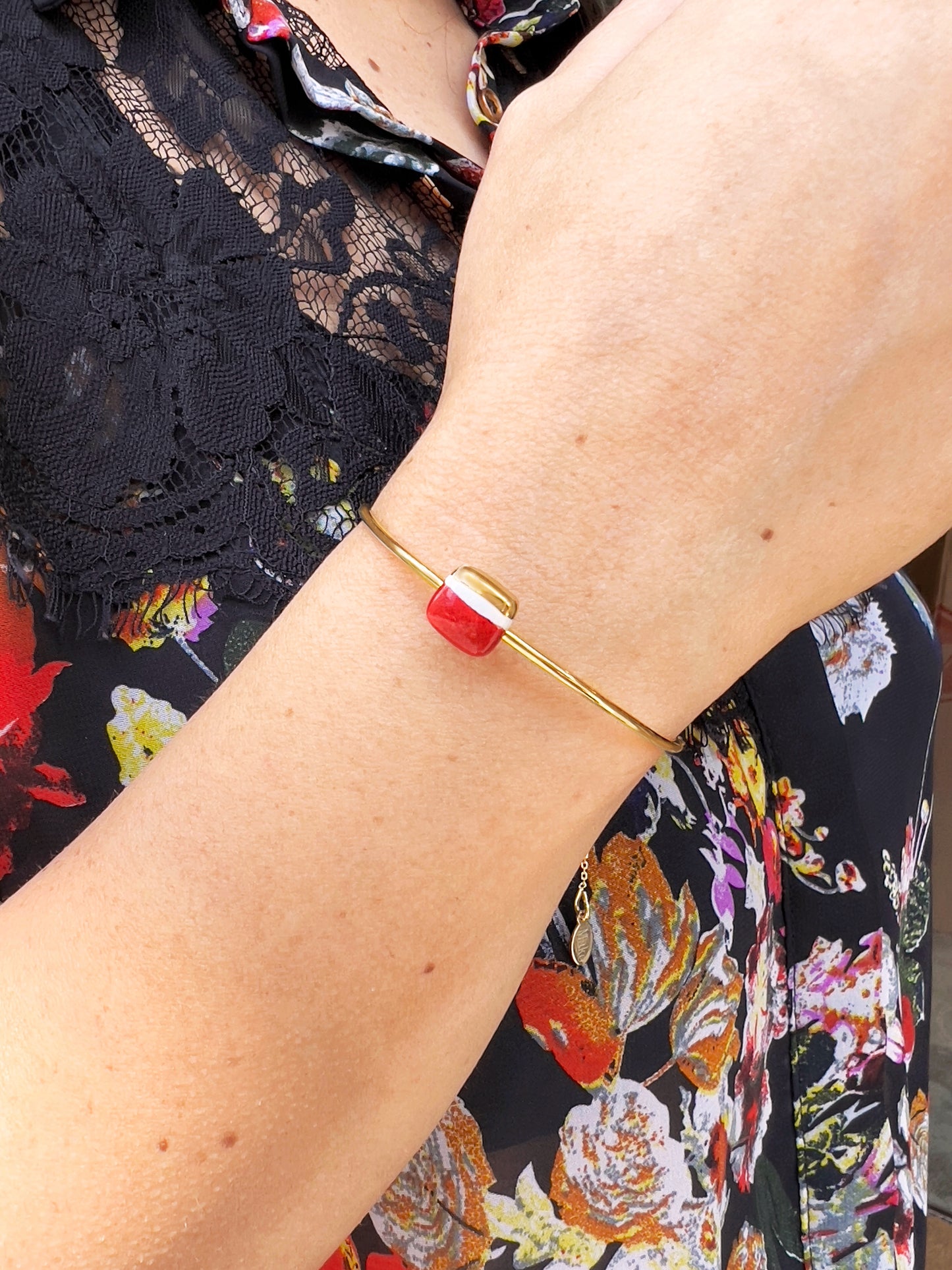 Bracciale Mattonella rosso e oro