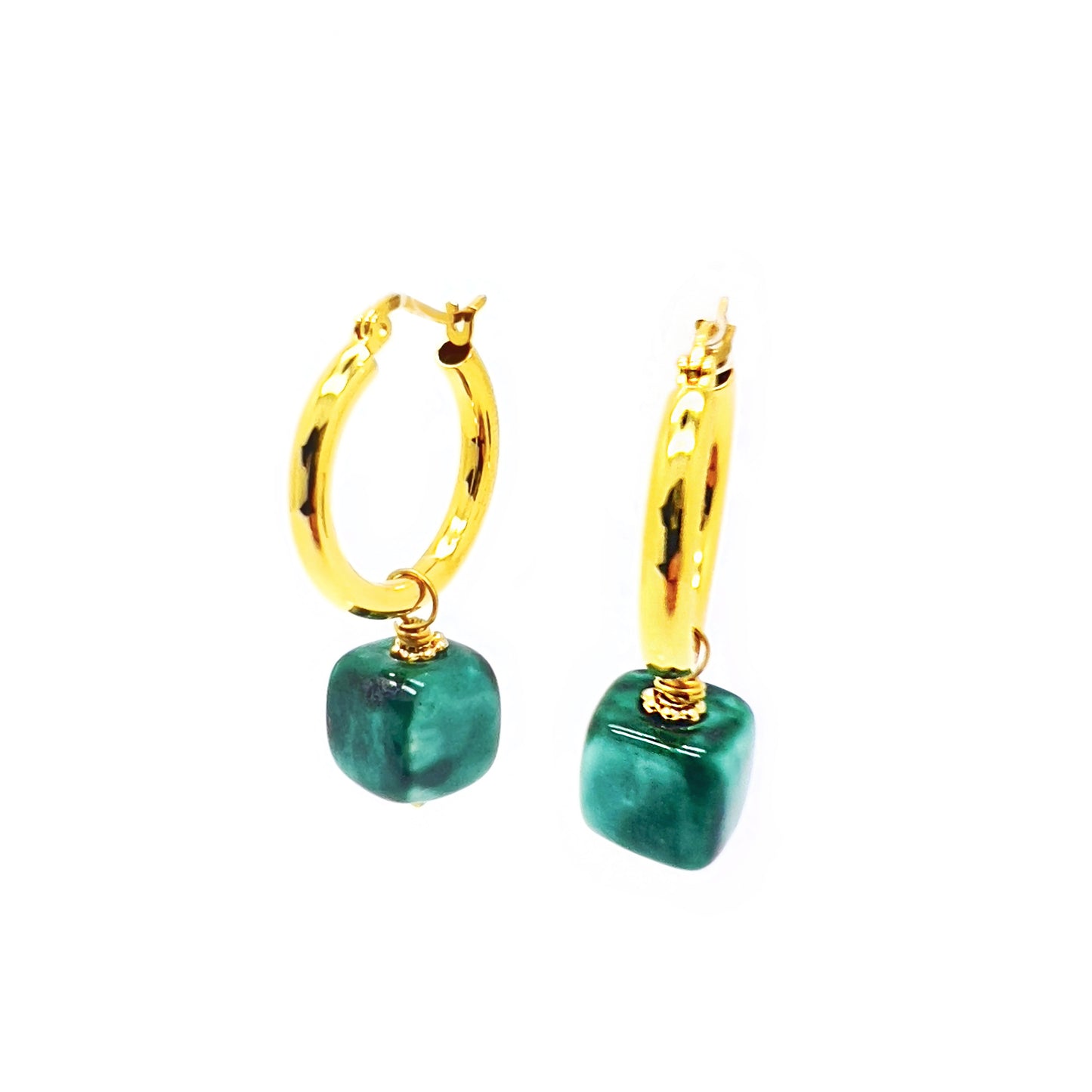 Herringbone fish hoop earrings