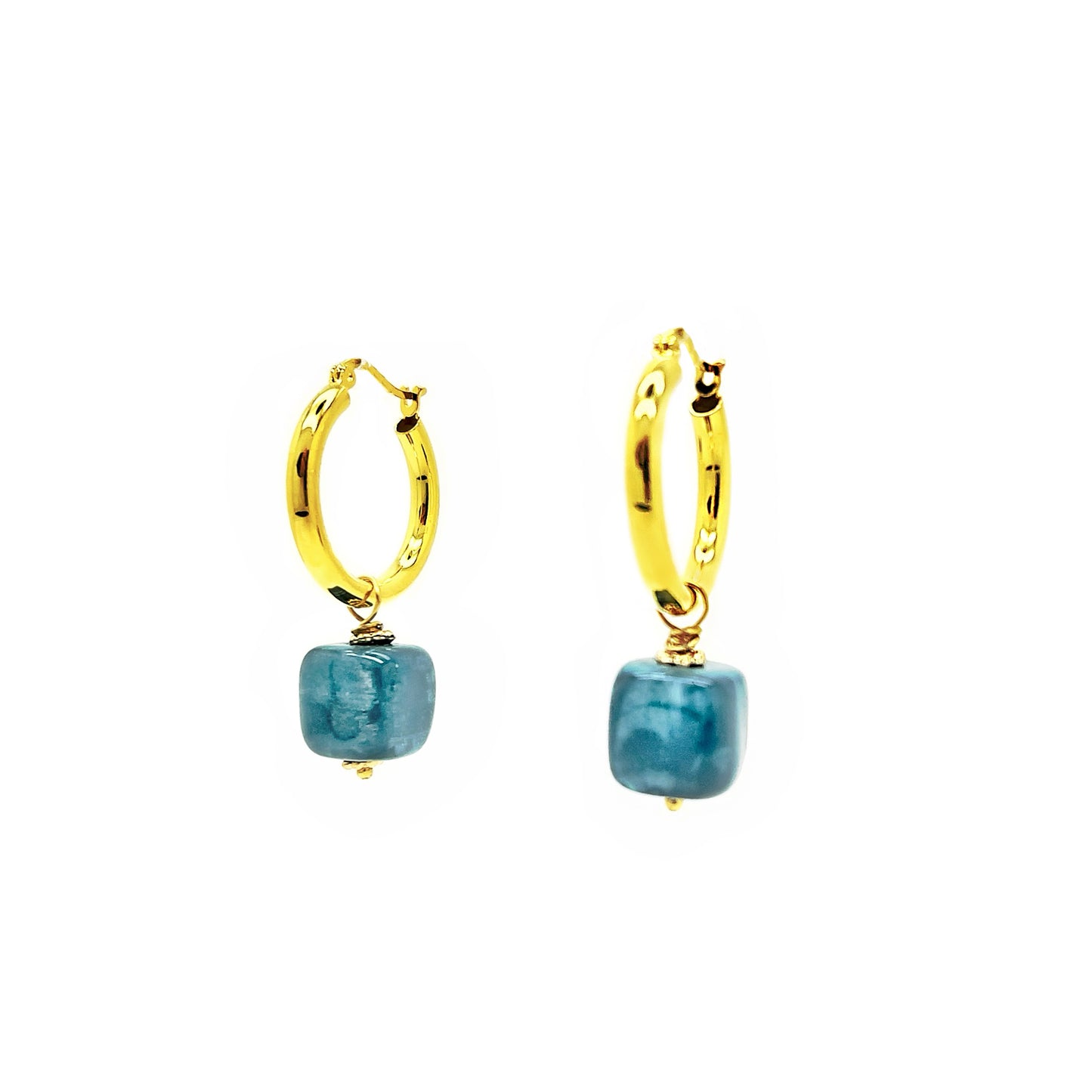 Herringbone fish hoop earrings