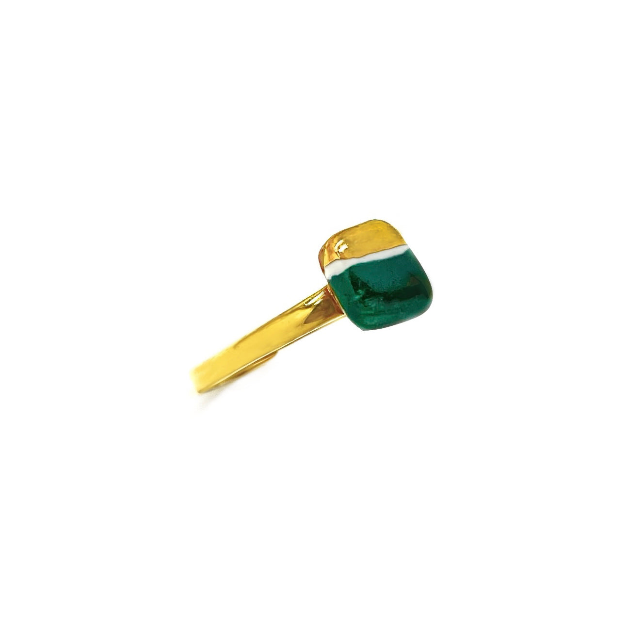 Anillo mini Mattonella verde bosque y oro