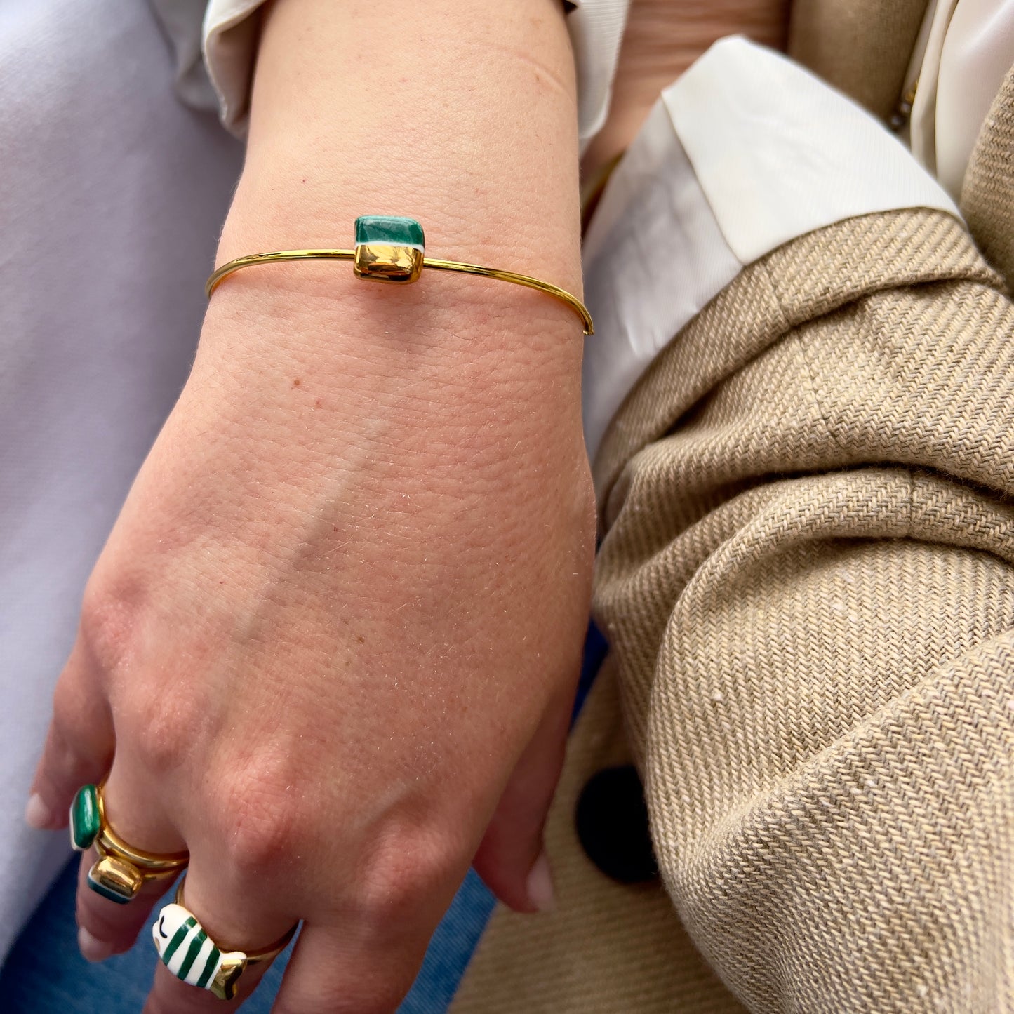 Gold and red fish bracelet