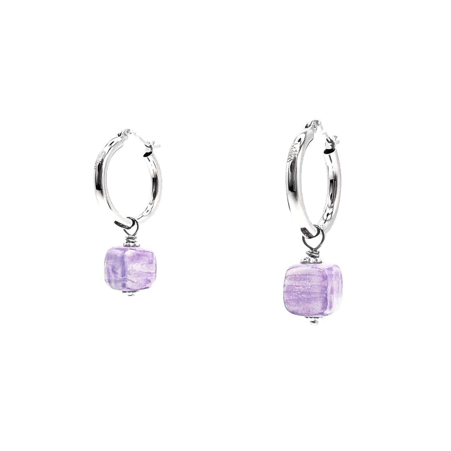 Herringbone fish hoop earrings