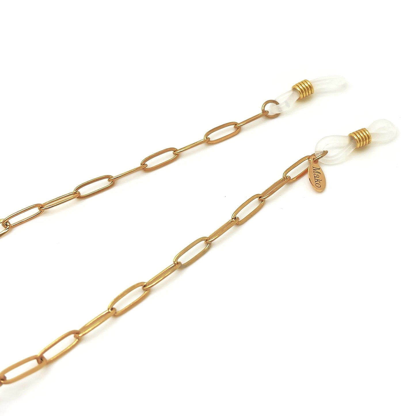 Glasses chain with gold majolica and blue cube