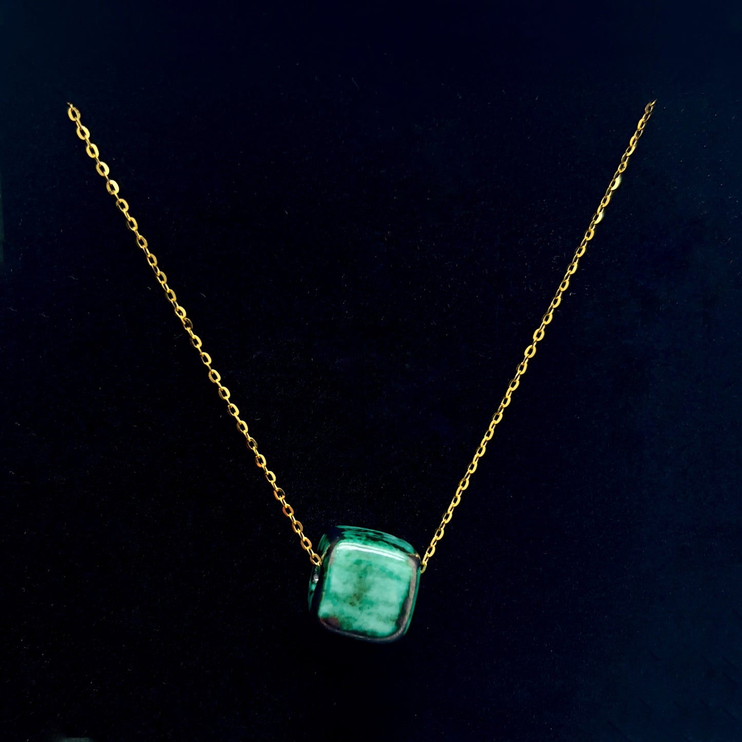 Anillo maxi Cubo de cerámica verde cobre