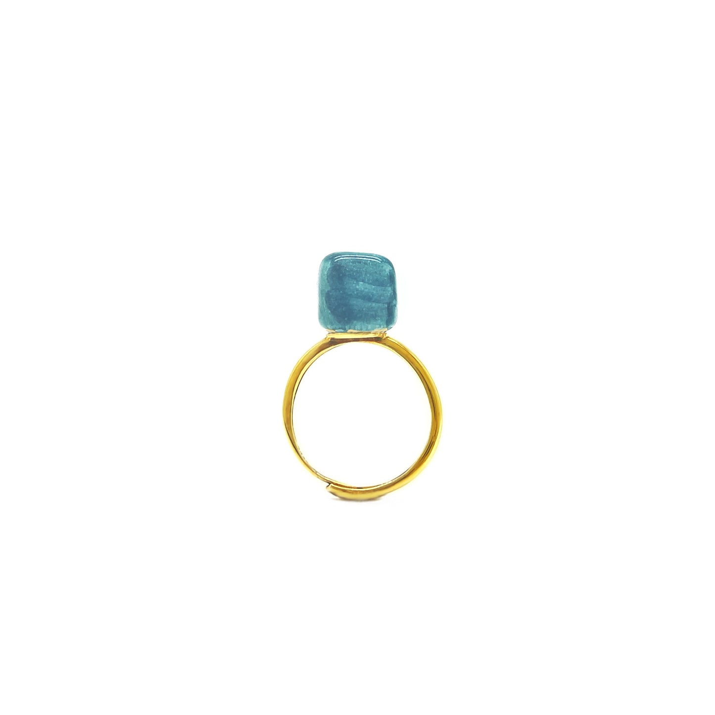 Maxi Cubo ring in aquamarine ceramic