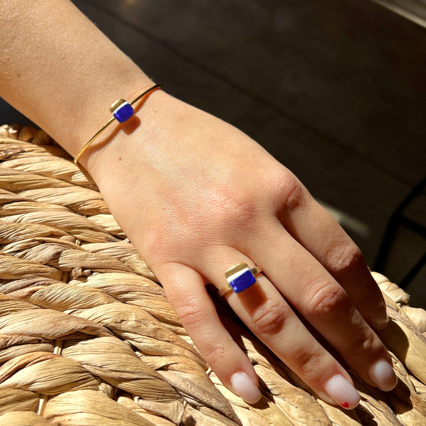 Bracciale Mattonella blu stampa e oro