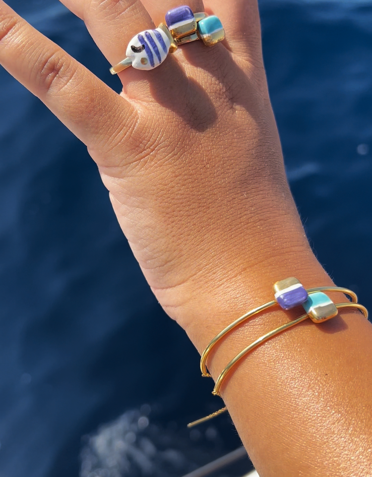 Pulsera Tile lila y oro