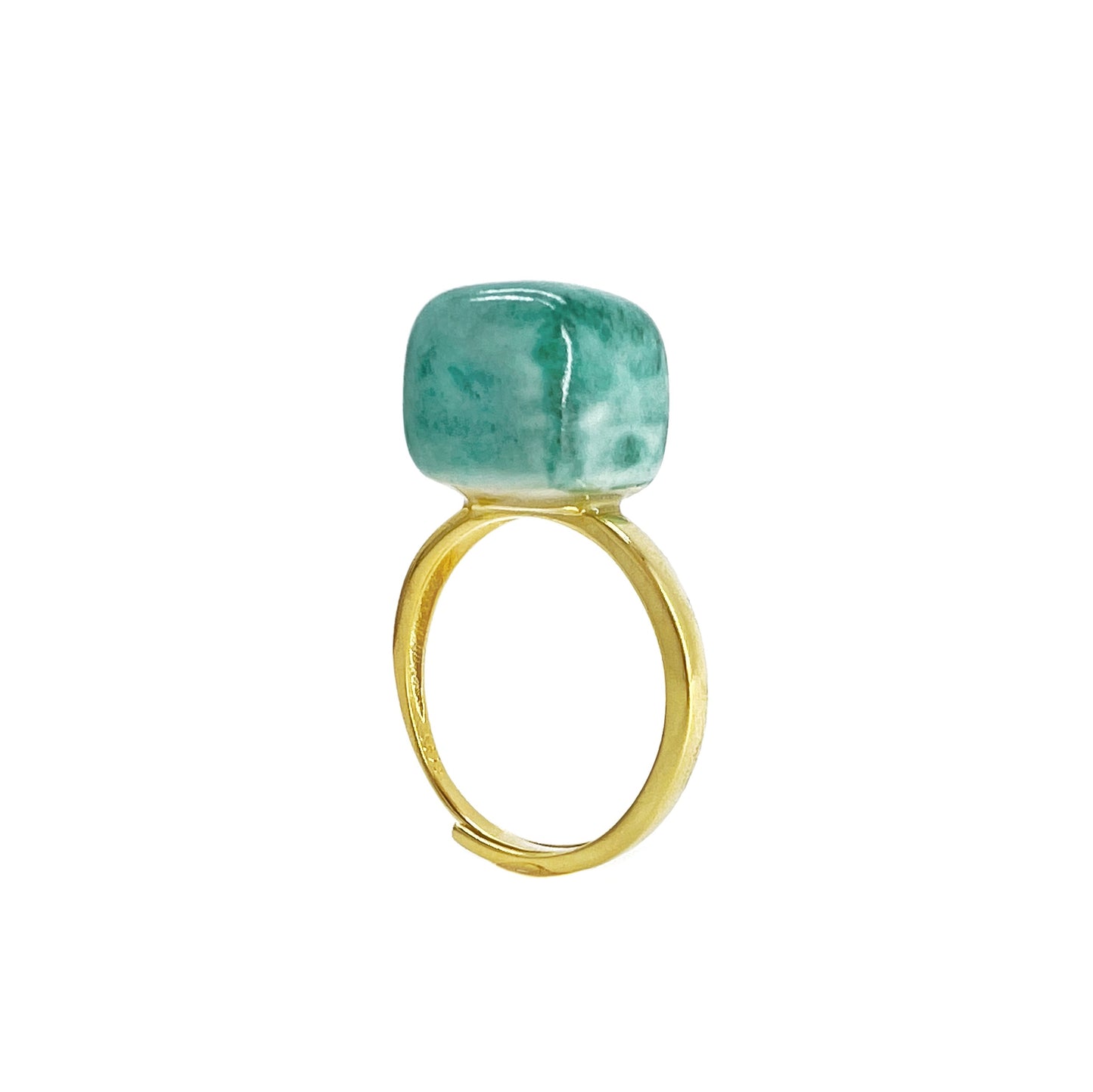 Anillo maxi Cubo de cerámica verde cobre pálido