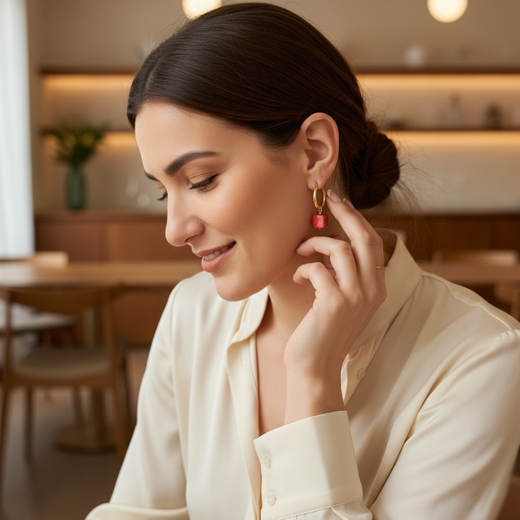 Herringbone fish hoop earrings