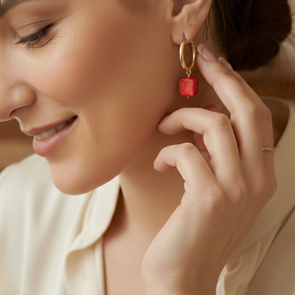 Herringbone fish hoop earrings