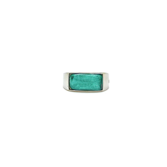 Anillo mini Mattonella azul y dorado con estampado