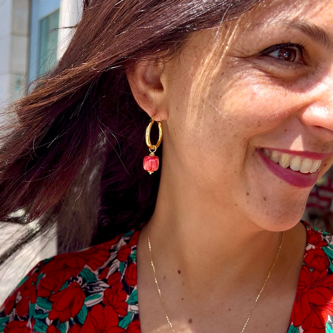 Herringbone fish hoop earrings