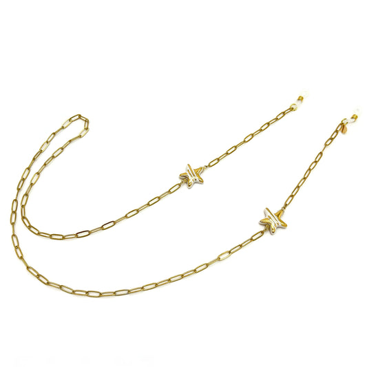Glasses chain with gold and white stars