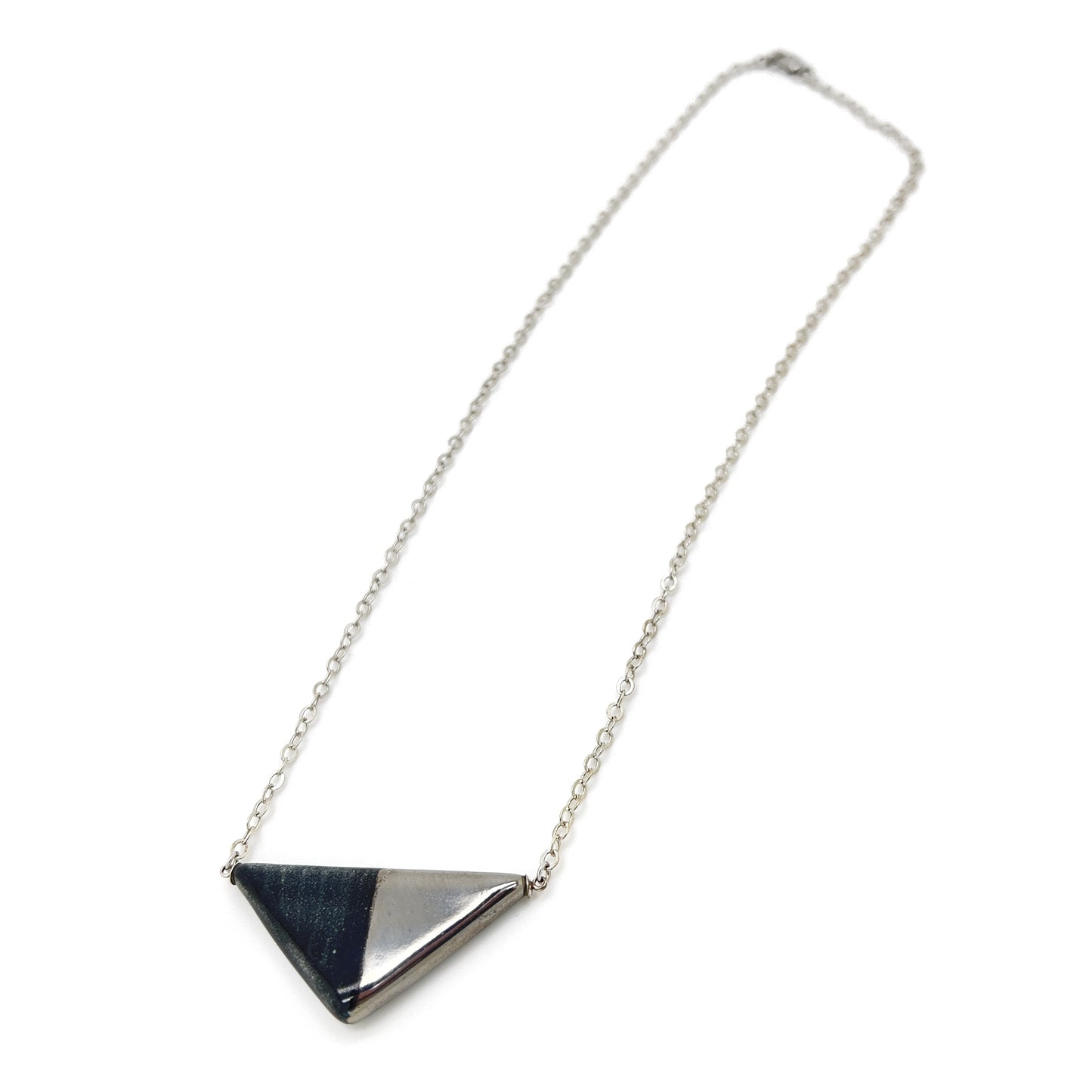 Black and platinum triangle necklace