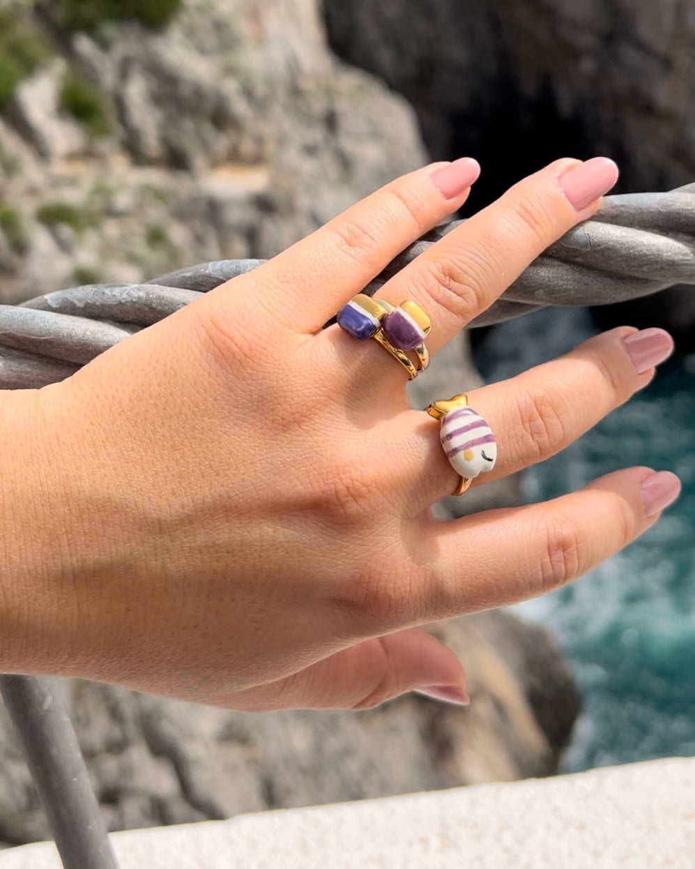 Wisteria and gold Pesciolino ring