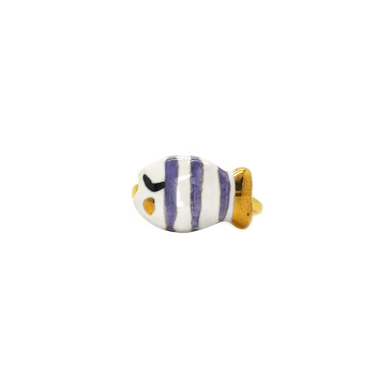 Purple and gold fish ring