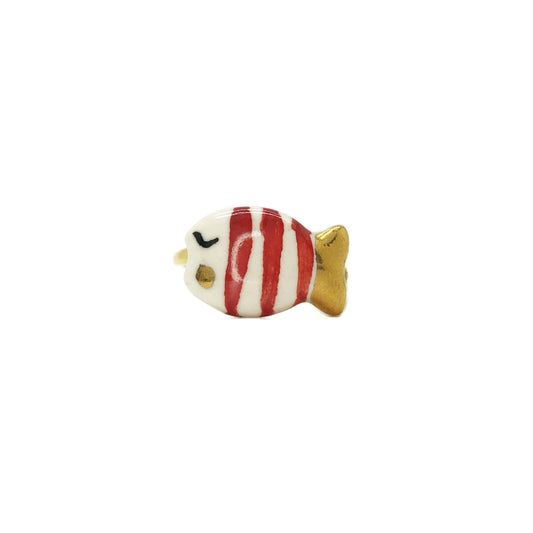 Gold and red fish ring