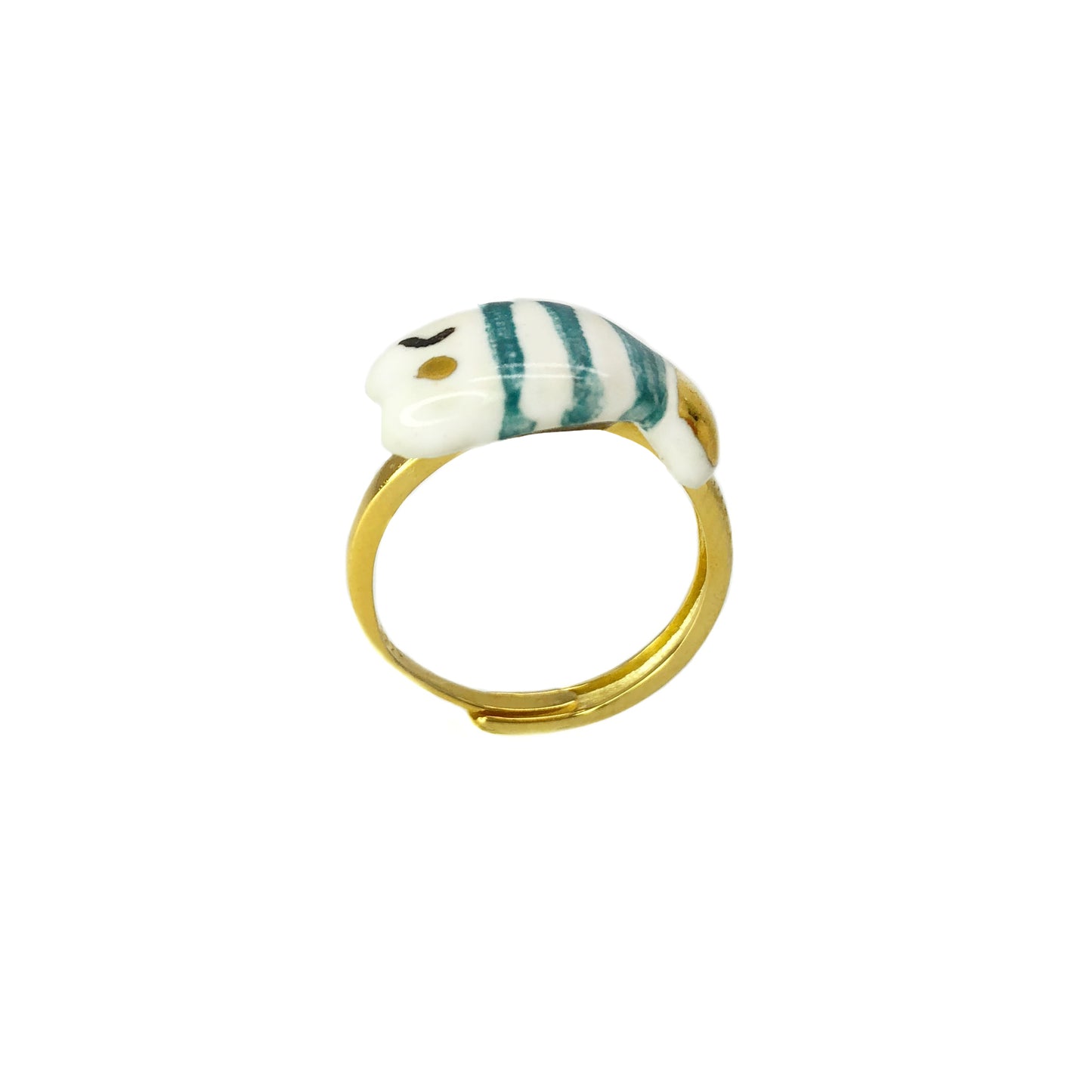 Little fish ring in aquamarine and gold