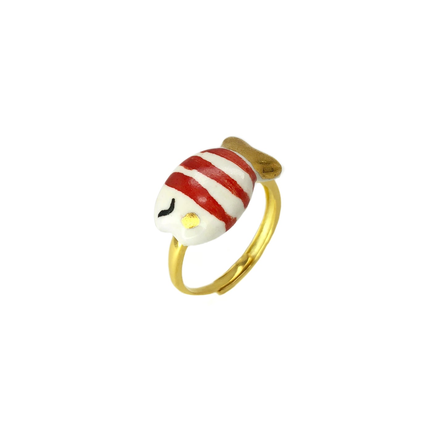 Gold and red fish ring