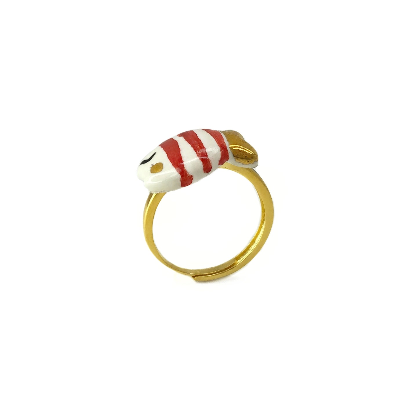 Gold and red fish ring