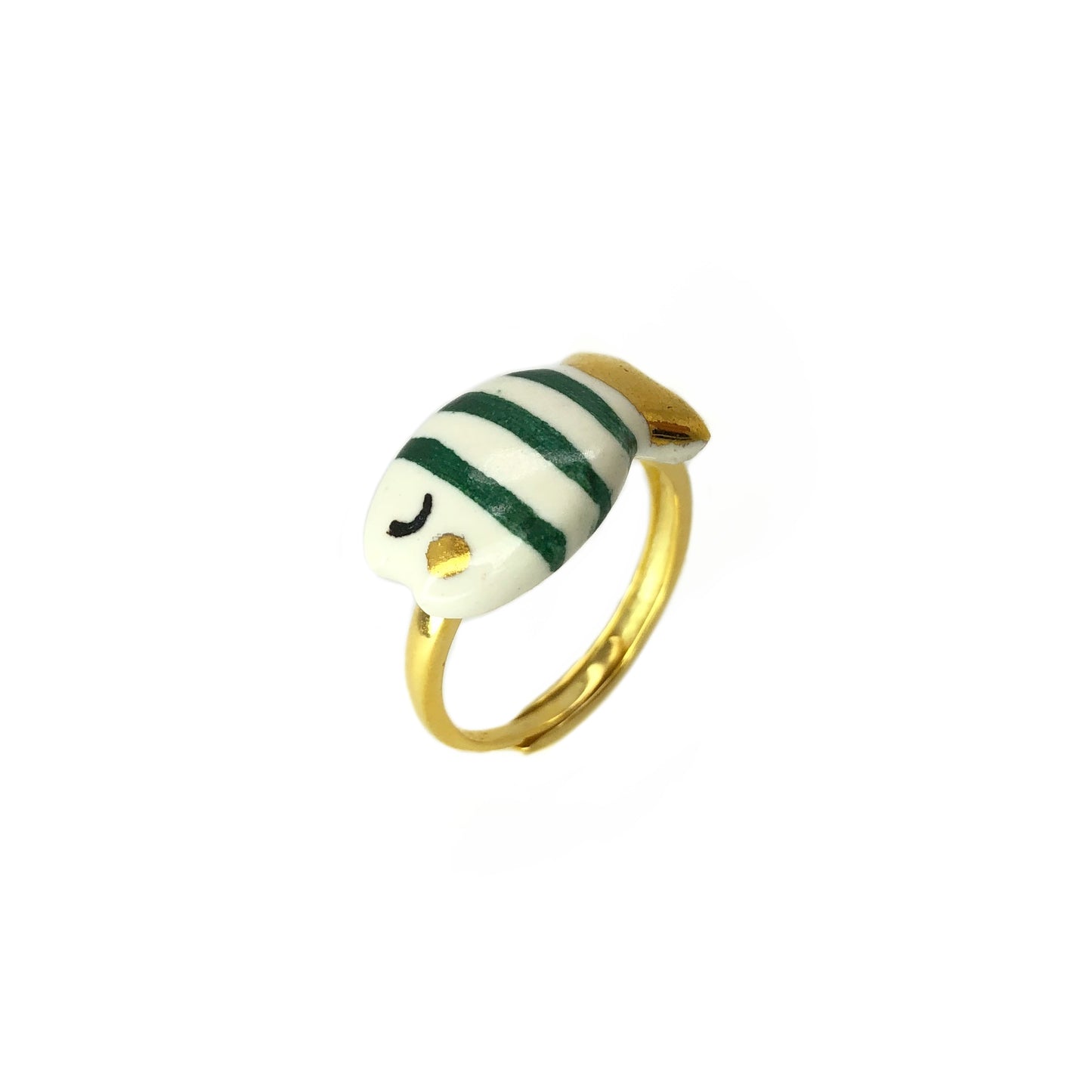 Emerald green and gold Pesciolino ring