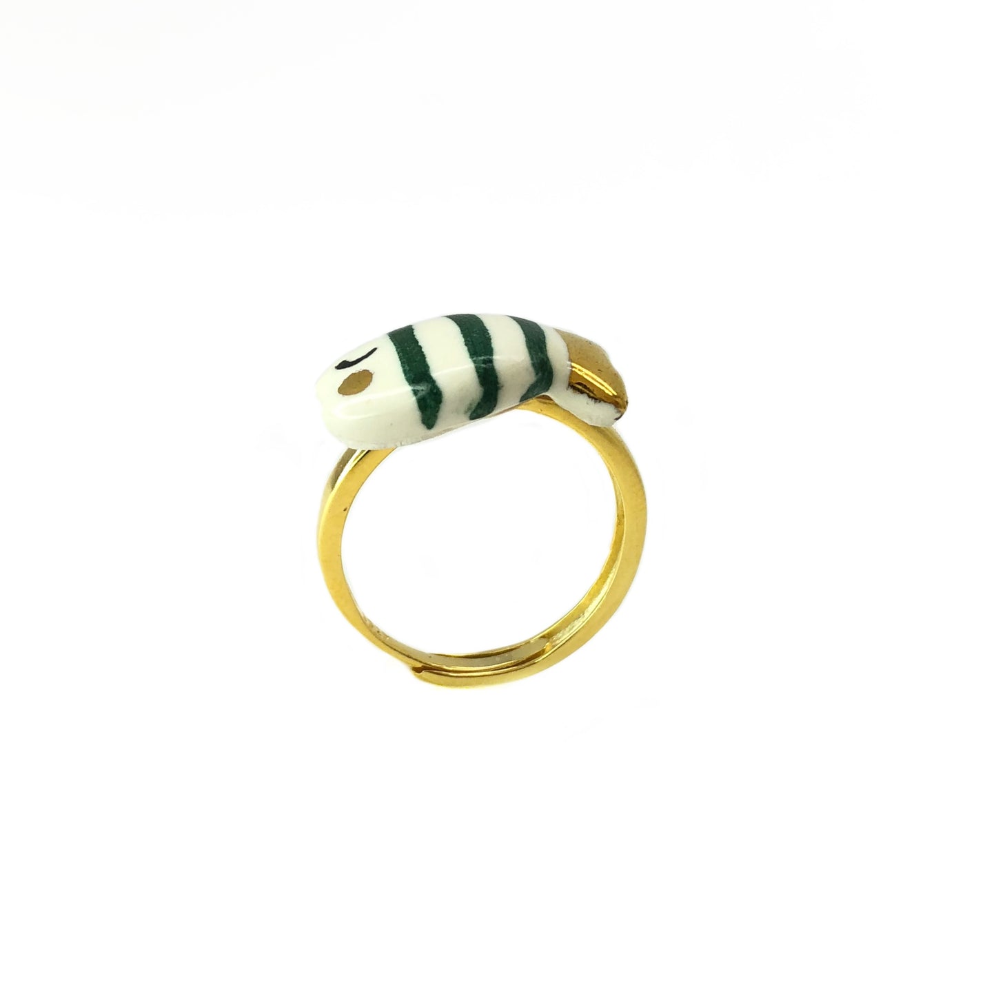 Emerald green and gold Pesciolino ring