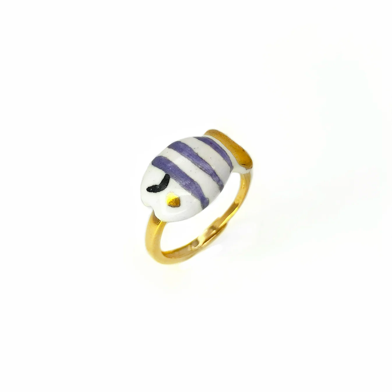 Purple and gold fish ring