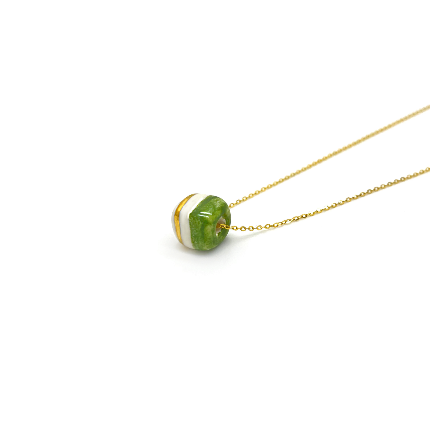 Pendente con cubo Mattonella verde selenio e oro