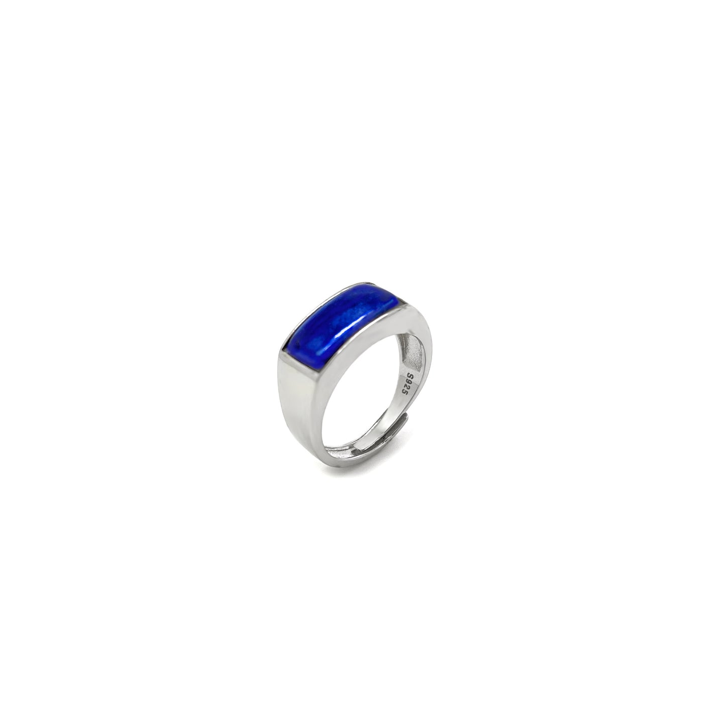Anello unisex con Mattonella rettangolare blu stampa