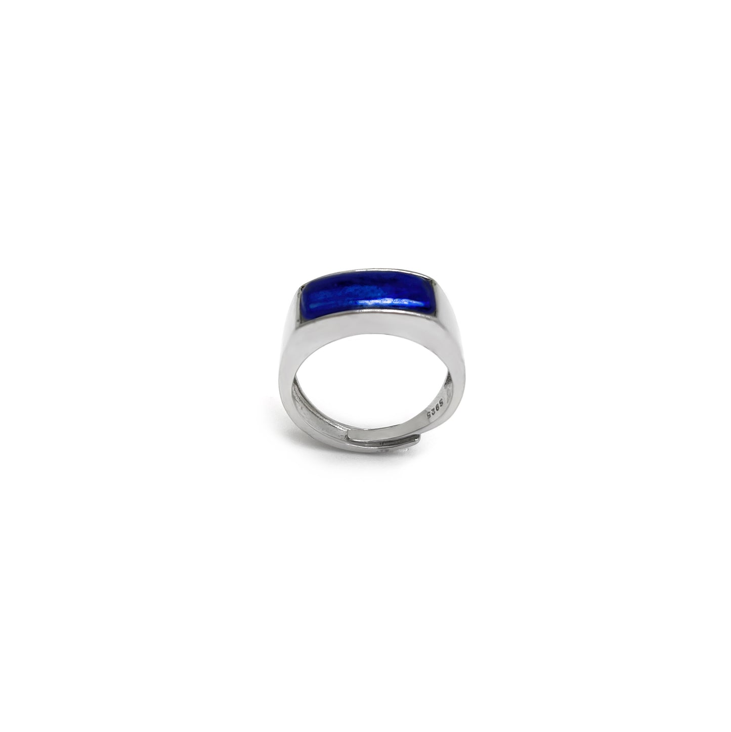 Anello unisex con Mattonella rettangolare blu stampa