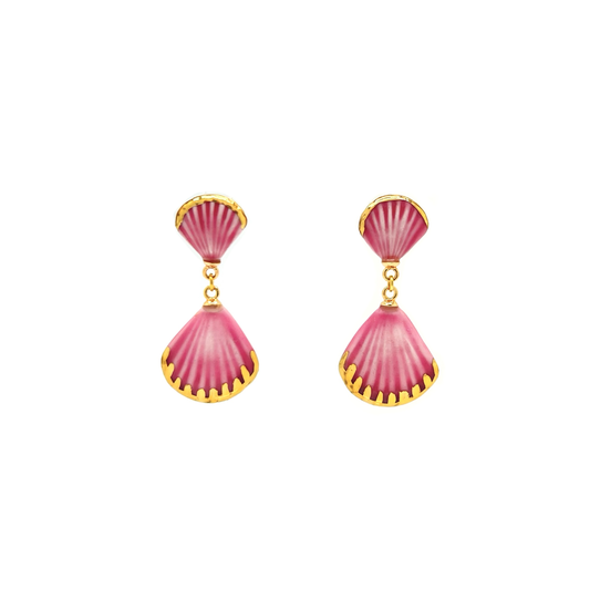 Pendientes de mayólica con flores azules y doradas