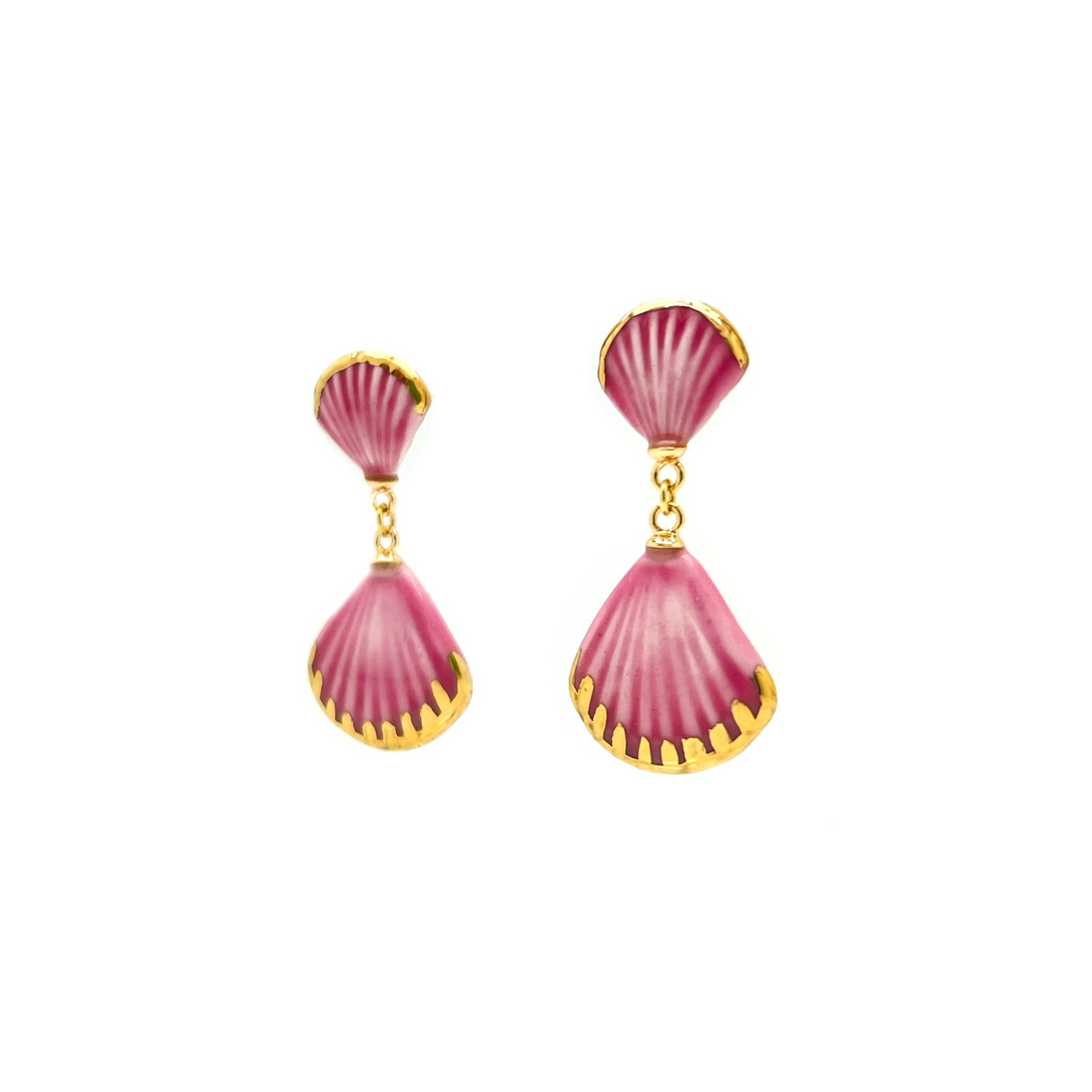 Pendientes de mayólica con flores azules y doradas