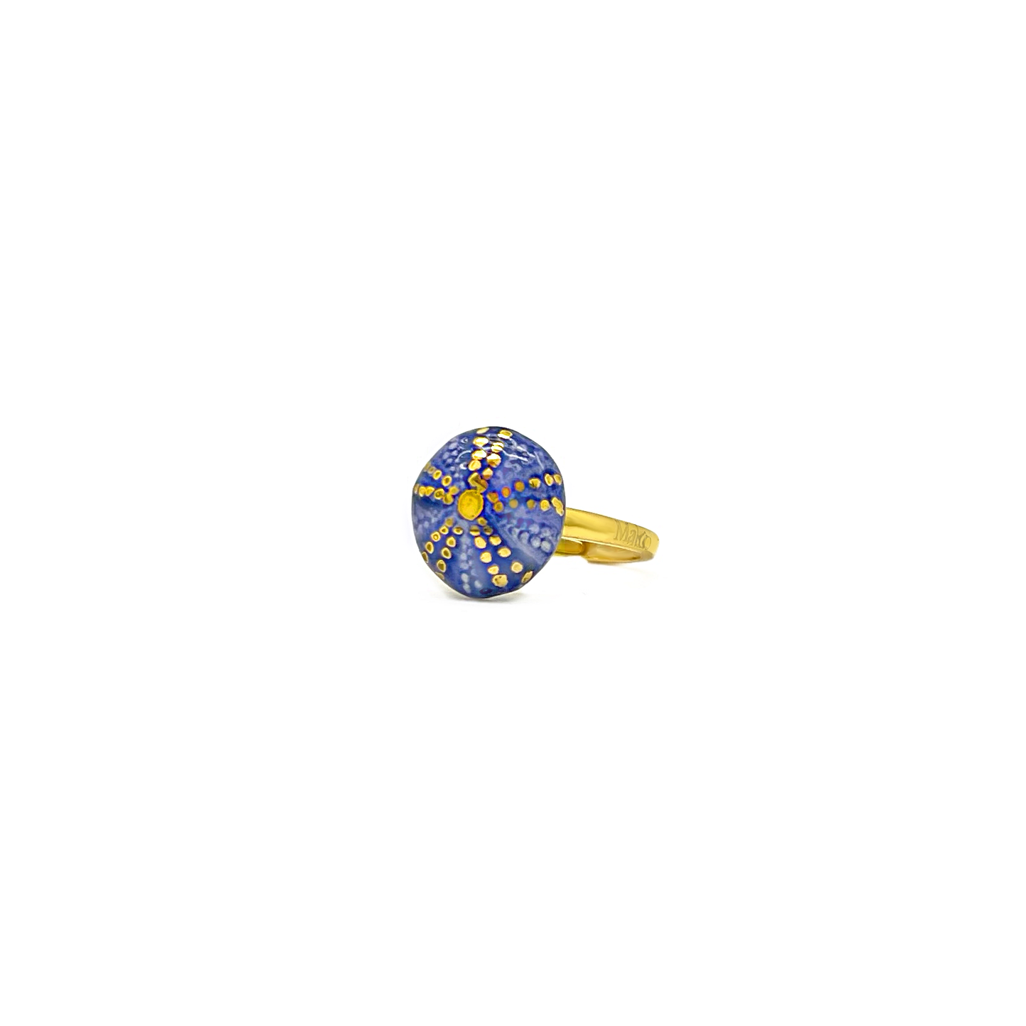 Anello riccio blu stampa e oro