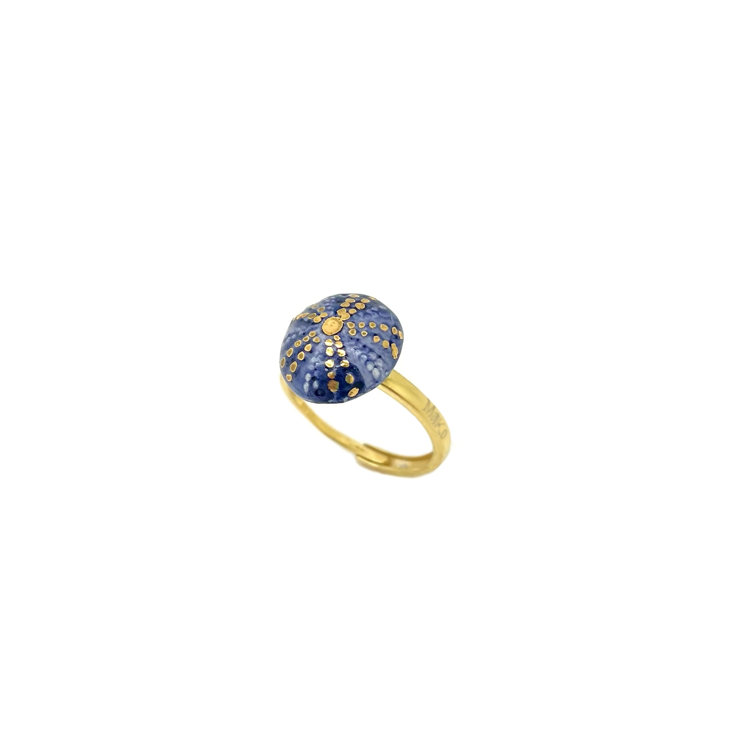 Anello riccio blu stampa e oro