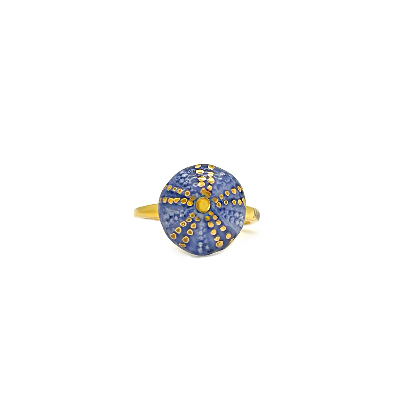 Anello riccio blu stampa e oro