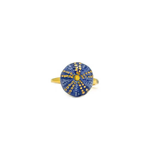 Anello riccio blu stampa e oro