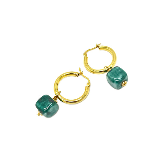 Herringbone fish hoop earrings