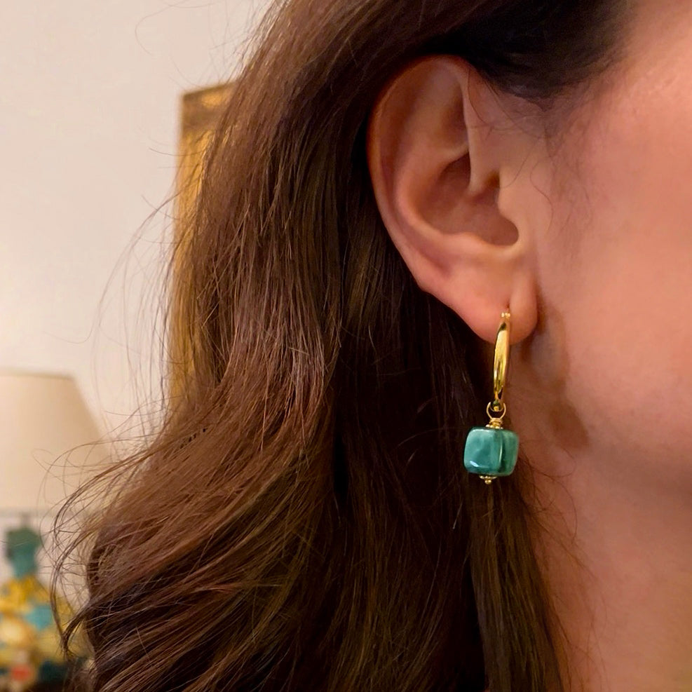 Pendientes de aro con forma de pez en espiga