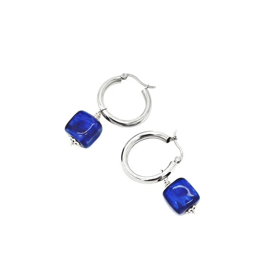 Herringbone fish hoop earrings