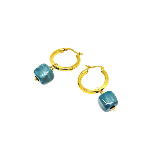 Herringbone fish hoop earrings