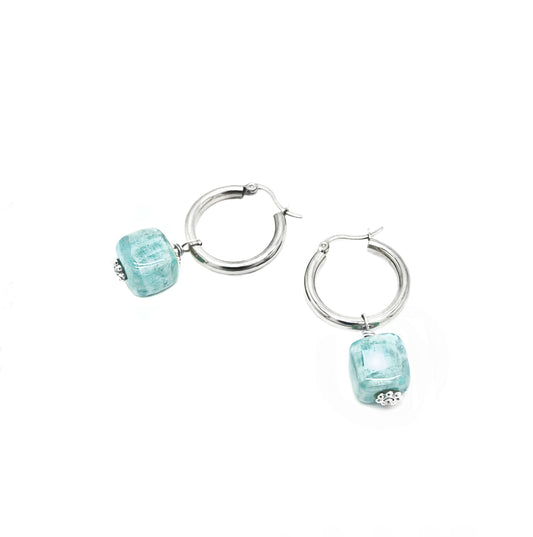Herringbone fish hoop earrings