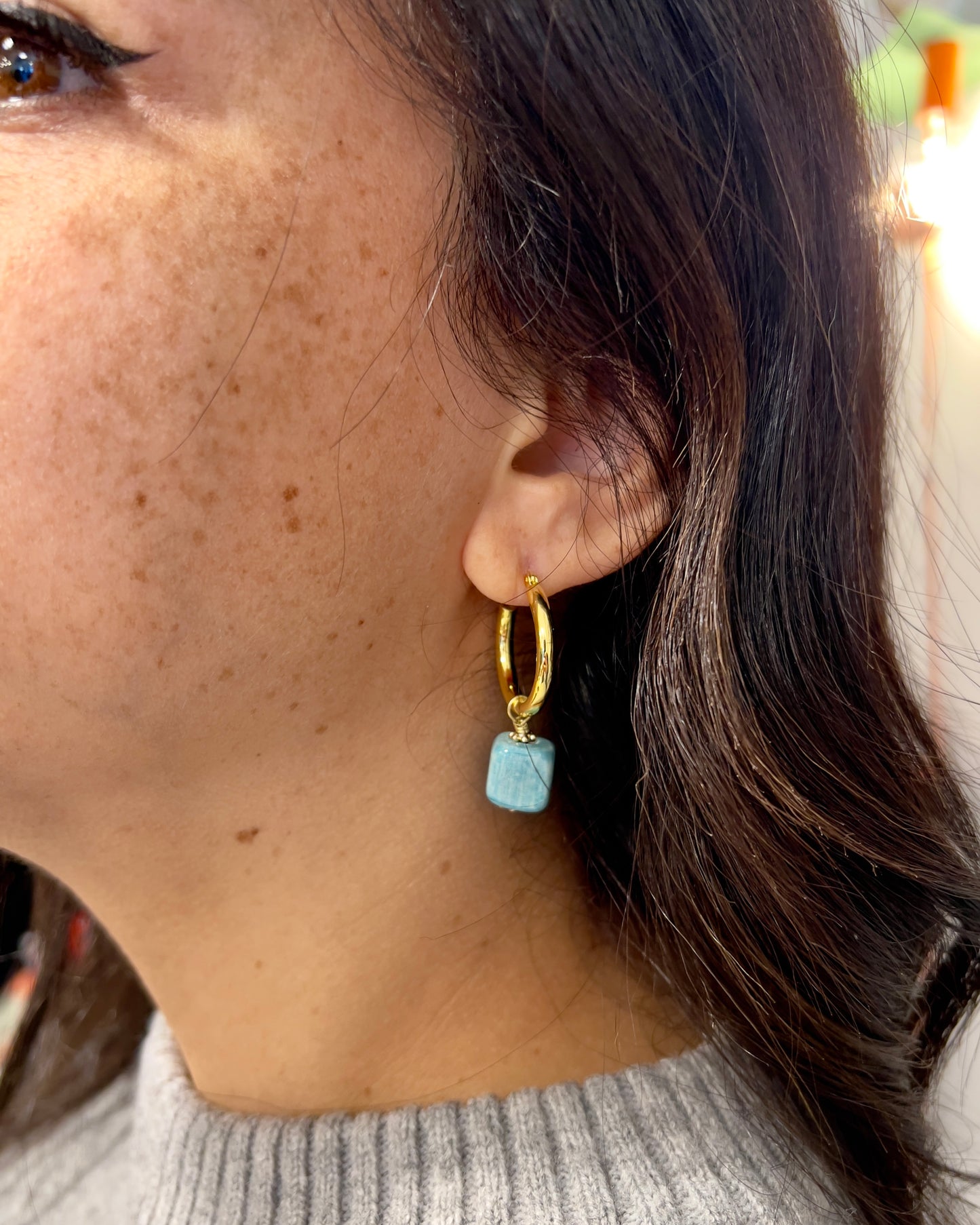 Pendientes de aro con forma de pez en espiga