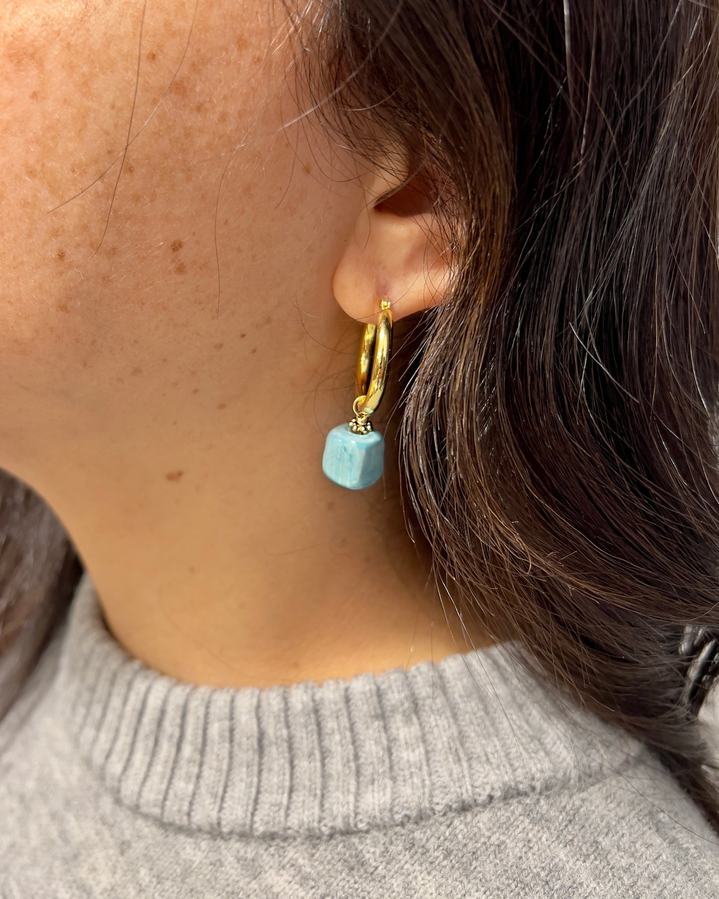 Pendientes de aro con forma de pez en espiga