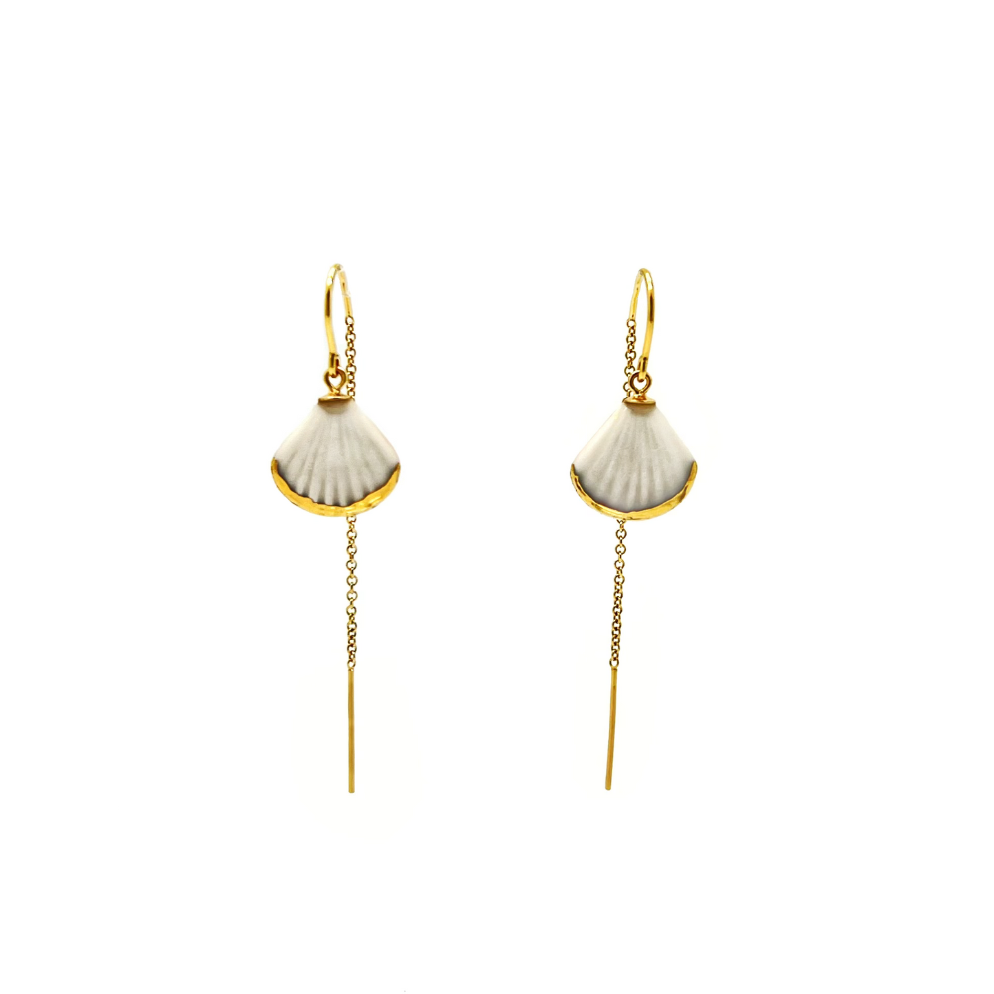 Pendientes de mayólica con flores azules y doradas