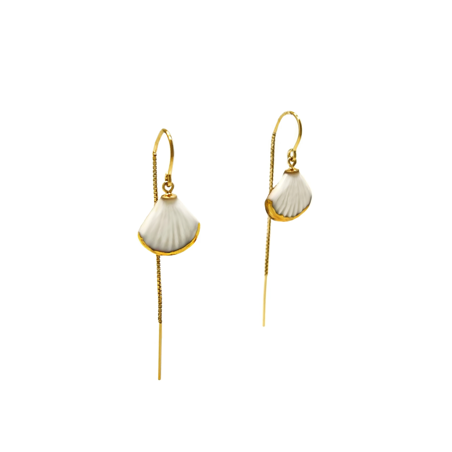 Pendientes de mayólica con flores azules y doradas