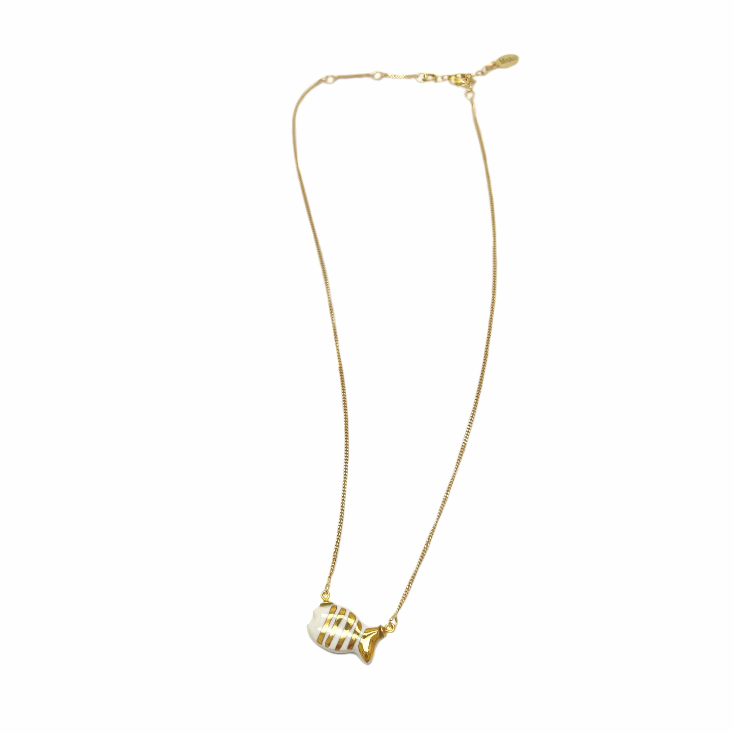 Classic gold and blue striped fish necklace