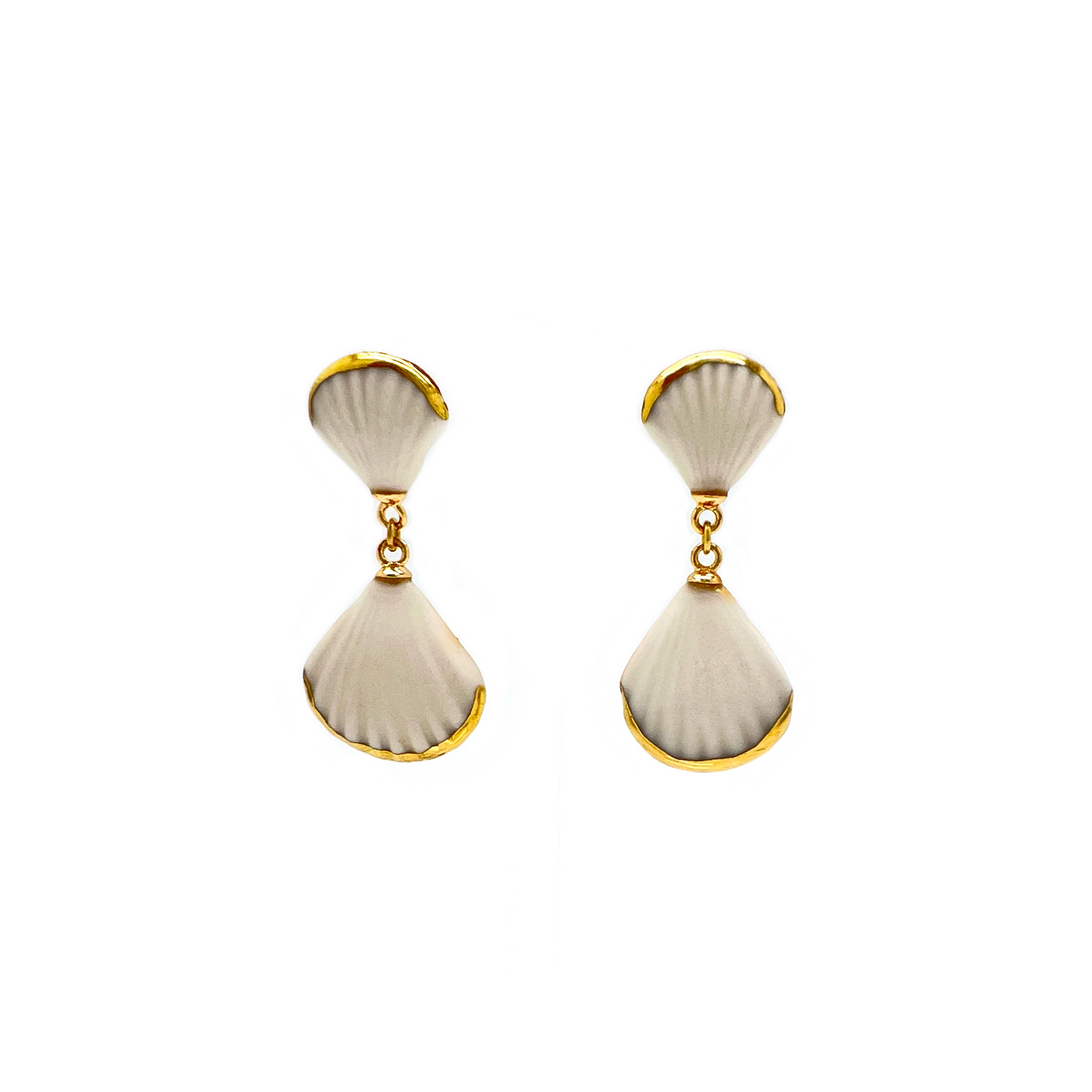 Pendientes de mayólica con flores azules y doradas